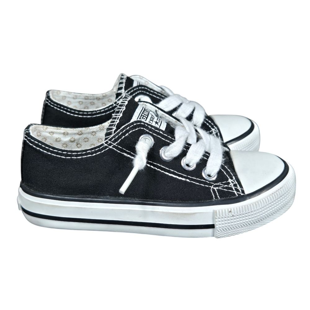 Weestep Originals Sneakers Kids 9 Black Canvas Slip on Laced Easy‎ Casual Canvas